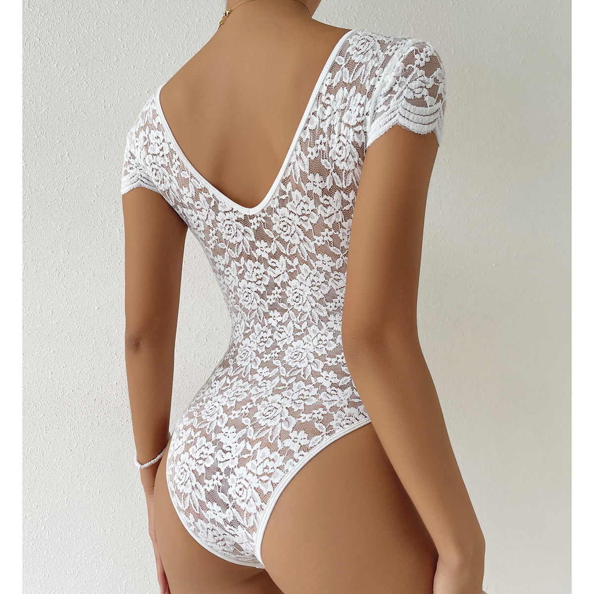 Women's Fashion Solid Color Lace Jumpsuit